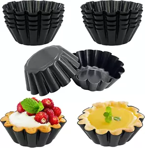 14PCS Egg Tart Molds, Non Stick Mini Tart Pans, 2.6-Inch Fluted Mini Pie Pans fo - Picture 1 of 12
