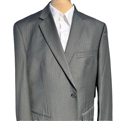 Calvin Klein Wool Men’s blazer (44R) Grey Pinstripe Formal Wedding office - Image 1 of 4
