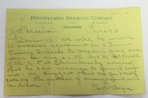 Tren ferroviario de Pensilvania 1904 West Fairview PA telegrama escrito a mano* - Imagen 1 de 3