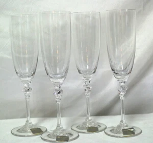 4-New w.Label Vtg Savoir Vivre T7500 L'Amour Crystal Fluted Grape/Bead Stems - Picture 1 of 10
