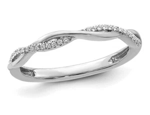 1/12 Carat (ctw) Diamond Wedding Ring Twist Band in 14K White Gold - Picture 1 of 3