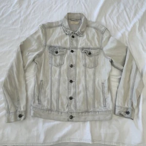 AllSaints Jacket Denim Jean Gray Trucker Cotton Classic Biker Moto Men’s M. - Picture 1 of 12