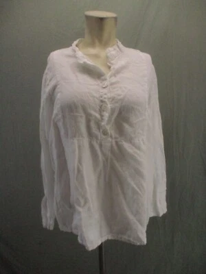 Женская летняя рубашка Fenini размер XS белая 100% лен 1/2 на пуговицах с длинным рукавом 686 - Изображение 1 из 4