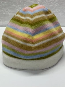 Fleece Girls Aeropostale Beanie style pullon pastel striped hat - Picture 1 of 7