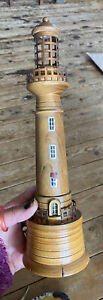 Vintage Wooden Lighthouse Table Lamp.