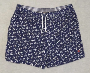 Brooks Brothers gefütterte Badehose Anchor Print Gr. XL Preppy Navy Blau Weiß - Bild 1 von 7