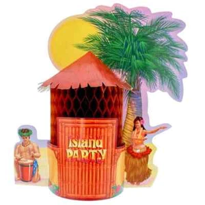 Tiki Hut Honeycomb Table Centrepiece Decoration 30cm - Picture 1 of 1