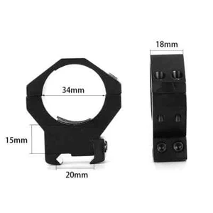 ohhunt 1pair 34mm High Profile Scope Mount Rings Fit 20mm Picatinny Weaver Rail - Picture 1 of 6