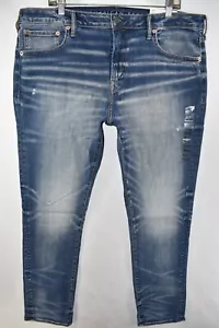 New American Eagle Skinny Distressed AirFlex + Blue Jeans Mens Size 40x32 - Picture 1 of 12