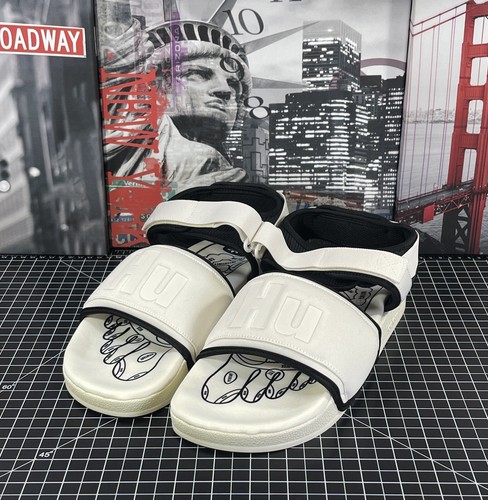 Adidas x Pharrell Hu Hu Human Race Adilette 2.0 bianco da uomo taglia 12 stile GZ1891 NUOVO