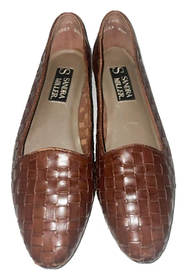 Vintage Sandra Miller Brown Woven Leather Flats 8.5 M - Image 1 of 4