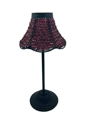 Candlestick Tea Light Lamp Beaded Removable Lampshade 2 Pieces 12.5 in Boho - Image 1 of 4