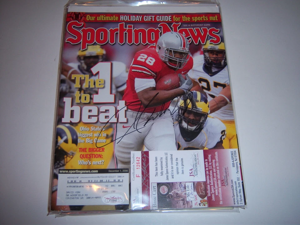 REVISTA ASSINADA POR CHRIS BEANIE WELLS OHIO STATE BUCKEYES JSA/COA - Imagem 1 de 1