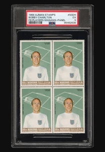 Bobby Charlton PSA 5 pannelli 1968 Ajman 4 francobolli campioni dello sport Manama 50 DH - Foto 1 di 2