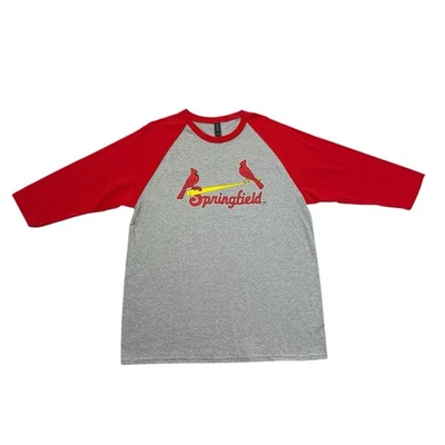 Springfield Cardinals 衬衫男式 L 灰色红色小联盟棒球 — 第 1/4 张图片