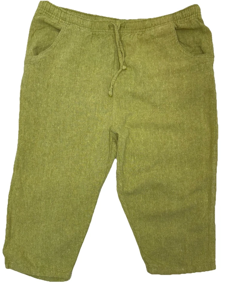 Pantalones capri Allyson Whitmore para mujer talla M cintura elástica cordón mezcla de lino Foto 1 de 4