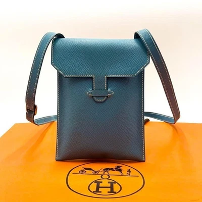 Bolso de Hombro Hermes Amélie Pochette Sacoche Azul Buen Estado Sin Caja Usado Auténtico Foto 1 de 4