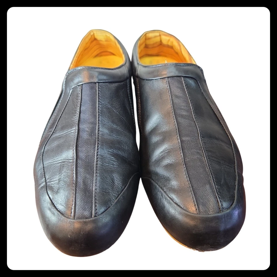VINTAGE FILA Viceversa Women's 10 Black Leather Slip On Loafers Made Italy Y2K - Image 1 of 4