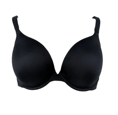 Lane Bryant Cacique Smooth Boost Plunge Bra Solid Satin Size 40C Black - Image 1 of 4