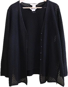 Exclusively Misook NWT Black CARDIGAN & SLEEVELESS TOP Tank Lace Knit 2PC SET XL - Picture 1 of 5
