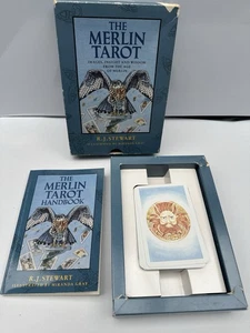 The Merlin Tarot Book & Cards by R J Stewart illustrated by Miranda Gray Used - Picture 1 of 16