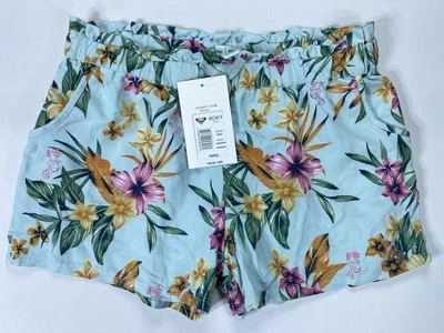 Disney Roxy Girl Ariel Rainbow Shower Blue Floral Shorts Girls Size 16 XXL - Image 1 of 4