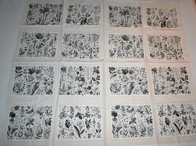 Andover Fabrics Cotton Fabric Panel Floral Botanical Quilt Blocks HTF OOP - Image 1 of 4