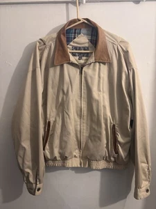 Vintage 80er Lord Taylor Kensington Barn Coat Flanell gefüttert Lederkragen Gr. L - Bild 1 von 14