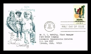 US COVER EASTER SEAL SOCIETY 50TH ANNIVERSARY FDC MARQ CACHET - Picture 1 of 2