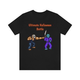 Splatterhouse vs Friday 13th NES SEGA Halloween Mashup Video Game Pixel T Shirt 