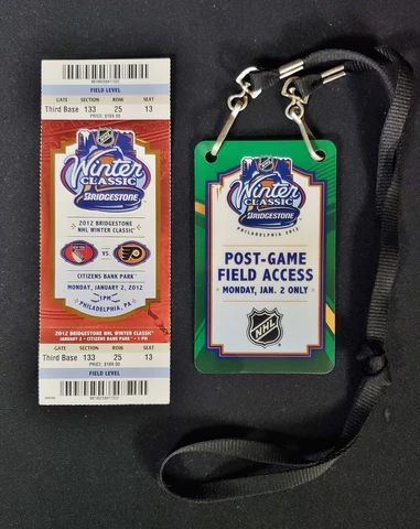 2012 NHL Winter Classic Rangers Flyers Full Ticket & Field Access Pass RARE Cover