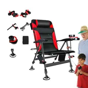 Angelstuhl klappbar Campingstuhl verstellbare Füße liegend Outdoor Gelände - Bild 1 von 7