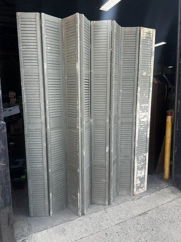 MASSIVE 8 panel shutter screen c1890 - 88” h x 75.5” wide - louvered & hinged Cover