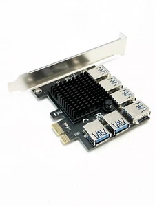 NEW PCI-E 1 to 6 Riser Card PCI-E 1X to External 6 PCI-E USB 3.0 Adapter - Afbeelding 1 van 5