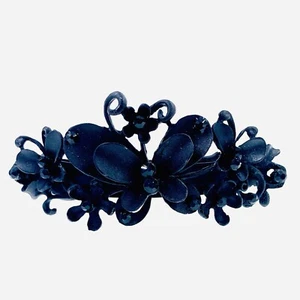 USA Butterfly BARRETTE Hair Clip Hairpin Rhinestone Crystal Elegant BLACK B10 - Picture 1 of 6