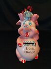 Vintage Anthropomorphic Pink Ceramic Pig Piggy Bank Rhinestone Eyes Small Change