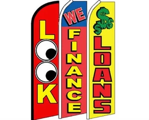 3 Pack Set Look Finance Loan #2 Swooper Super Advertising Windless Banner Flag - Picture 1 of 1