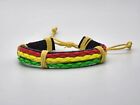 Leather Bracelet Color  Bob Marley Yellow Green Red Rasta Jamaica Gift