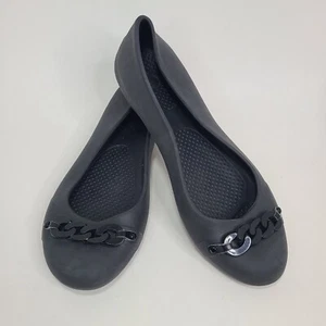 Crocs Giana Black Chain Link Toe Slip On Flats Womens sz 9 - Picture 1 of 8