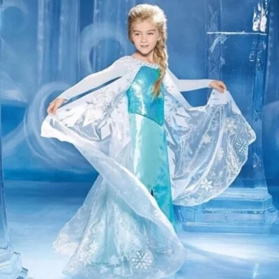 Disfraz de Elsa Persiguiendo Luciérnagas Disney Frozen Ultimate Talla 7 8 Vestido Largo con Tren Foto 1 de 4
