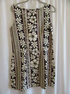 Hindea Hawaiian Shift Dress Size XL 100% Cotton Hibiscus Zip Back Tank Top - Picture 1 of 4