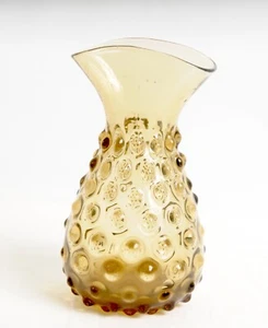 Rauchige bernsteinfarbene grüne Glasvase mit flachem Mund mundgeblasen 7-3/8 Zoll Italien - Bild 1 von 7