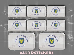 8 x 3D Stickers Resin Domed Flag Campinas - Adhesive Decal Vinyl - Picture 1 of 1