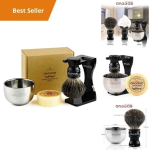 Pure Badger Hair Shaving Brush Set with Bowl, Soap, and Stand - Picture 1 of 7