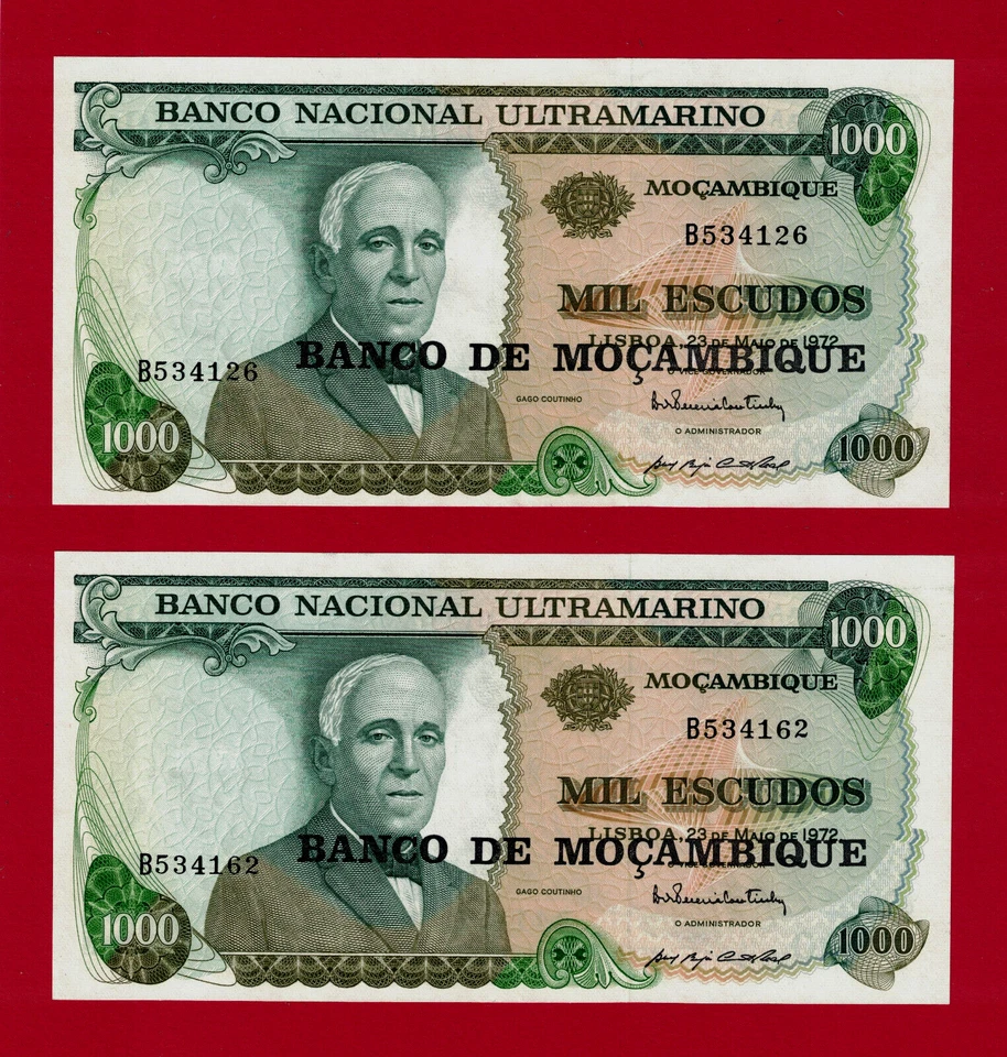1,000 ESCUDOS 1972 (1976) MOZAMBIQUE UNC OVERPRINT FANCY NOTE (P-119a on P-115) - Image 1 of 2