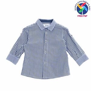 ALETTA Shirt Size 6M / 68CM Gingham Roll-Up Sleeve Button Front Made in Italy