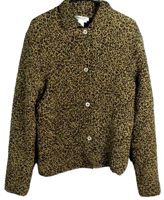Blazer suave estampado de leopardo fruncido Coldwater Creek para mujer talla S Foto 1 de 4