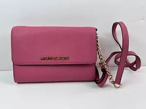 Michael Kors Jet Set Bubblegum Pink Crossbody Wallet Bag Chain Strap - Picture 1 of 7