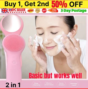 Silicone Electric Facial Cleansing Brush Sonic Face Cleaning Spa Massage Clean