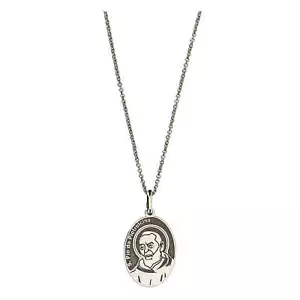 Collana San Pio ovale argento 925 - Foto 1 di 1